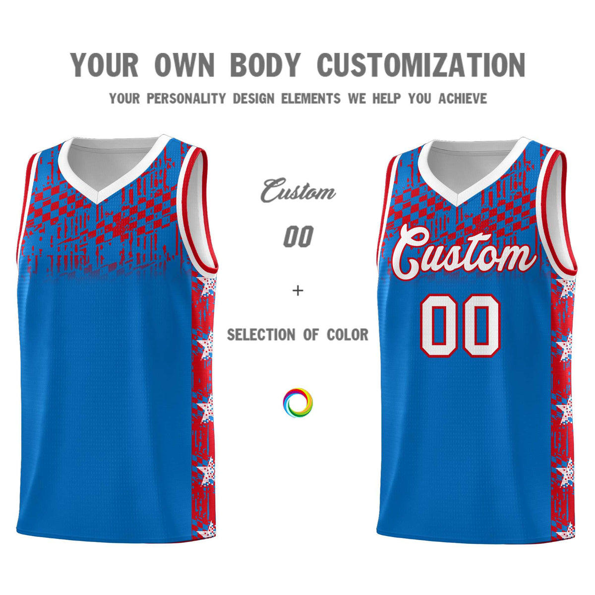 Custom Royal Mosaic Stars Pattern Sports Uniform Basketball Jersey|KXKSHOP