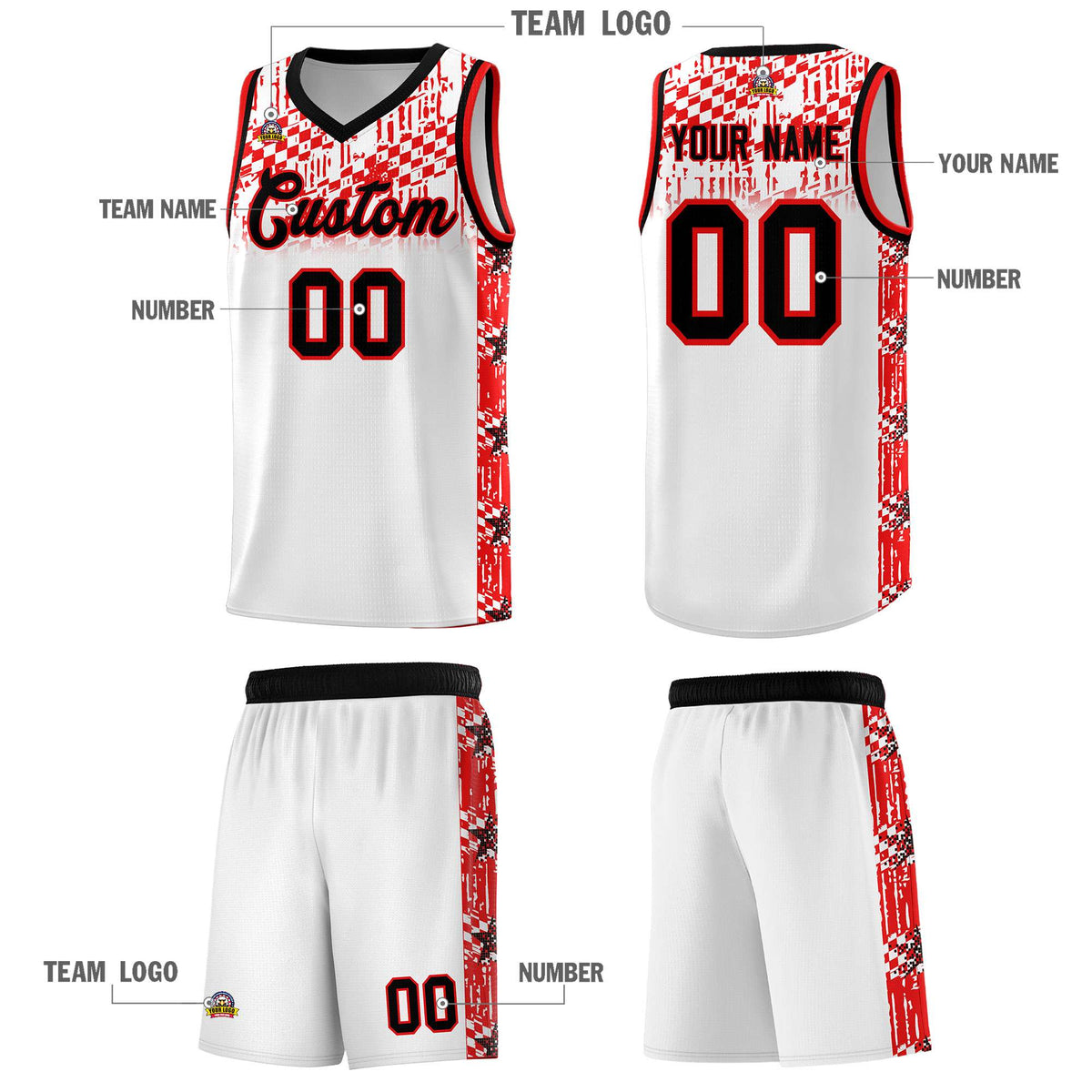 Custom White Mosaic Stars Pattern Sports Uniform Basketball Jersey|KXKSHOP