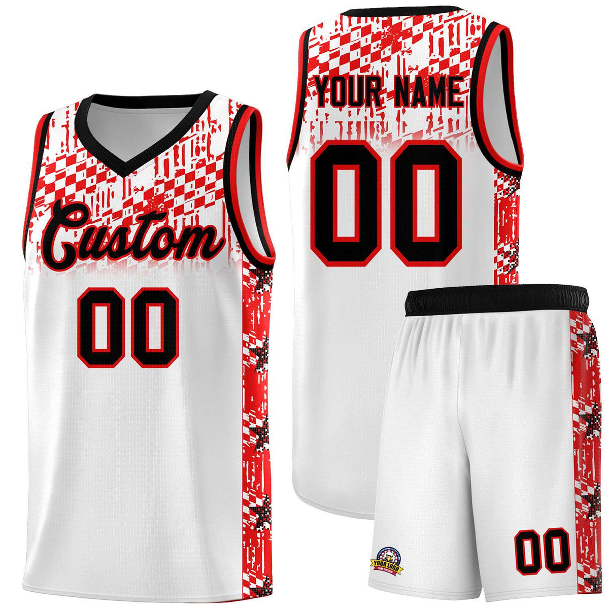 Custom White Mosaic Stars Pattern Sports Uniform Basketball Jersey|KXKSHOP