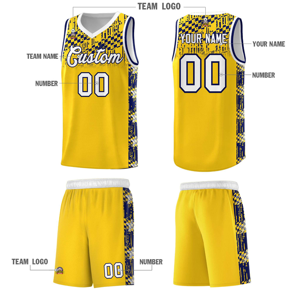 Custom Gold Mosaic Stars Pattern Sports Uniform Basketball Jersey|KXKSHOP