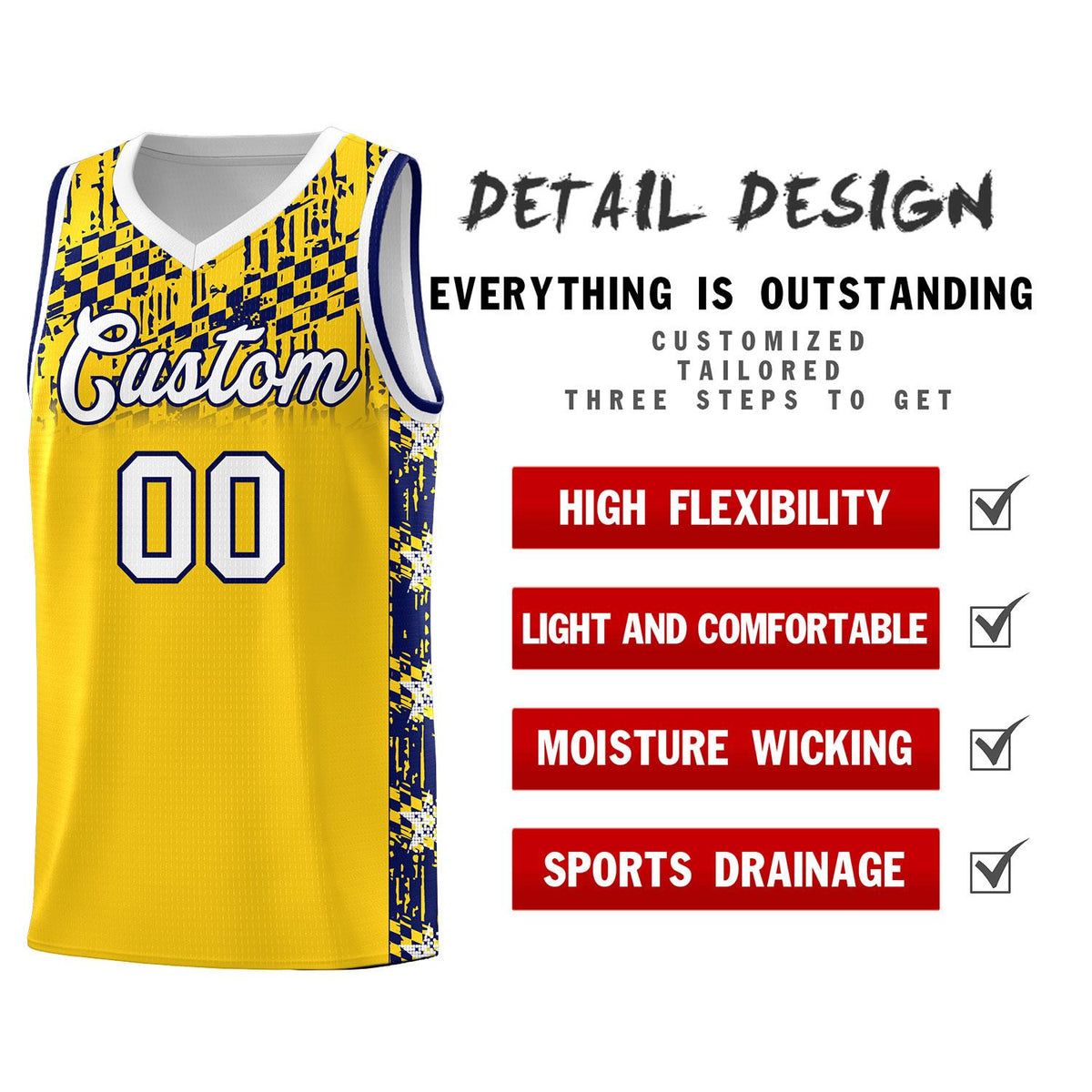 Custom Gold Mosaic Stars Pattern Sports Uniform Basketball Jersey|KXKSHOP