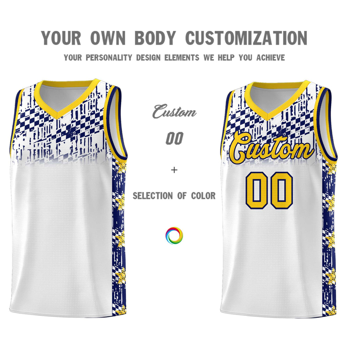 Custom White Mosaic Stars Pattern Sports Uniform Basketball Jersey|KXKSHOP