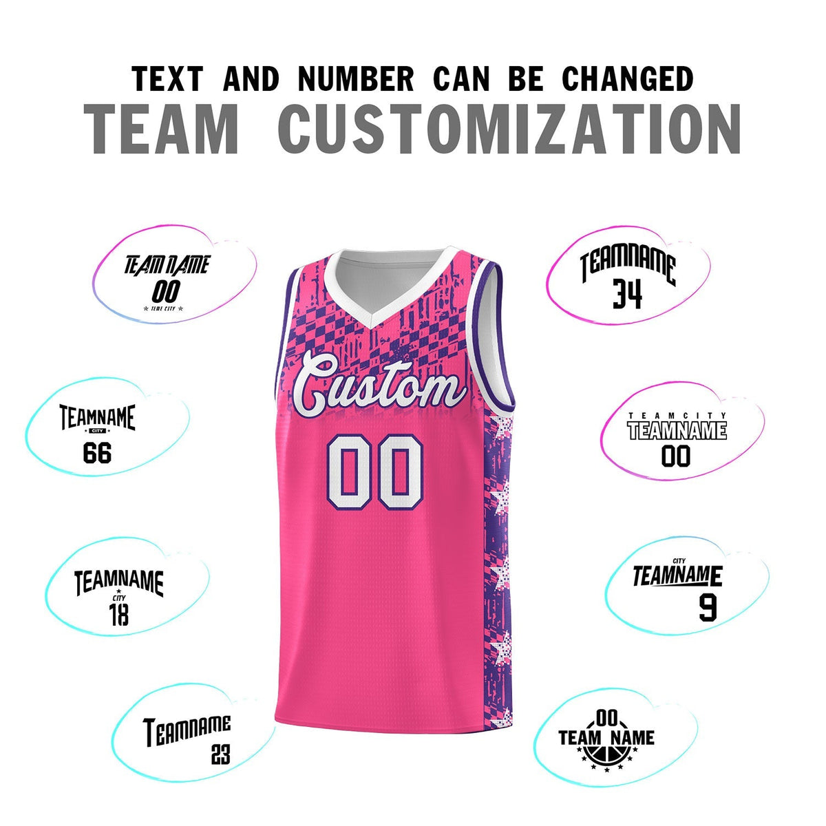 Custom Pink Mosaic Stars Pattern Sports Uniform Basketball Jersey|KXKSHOP
