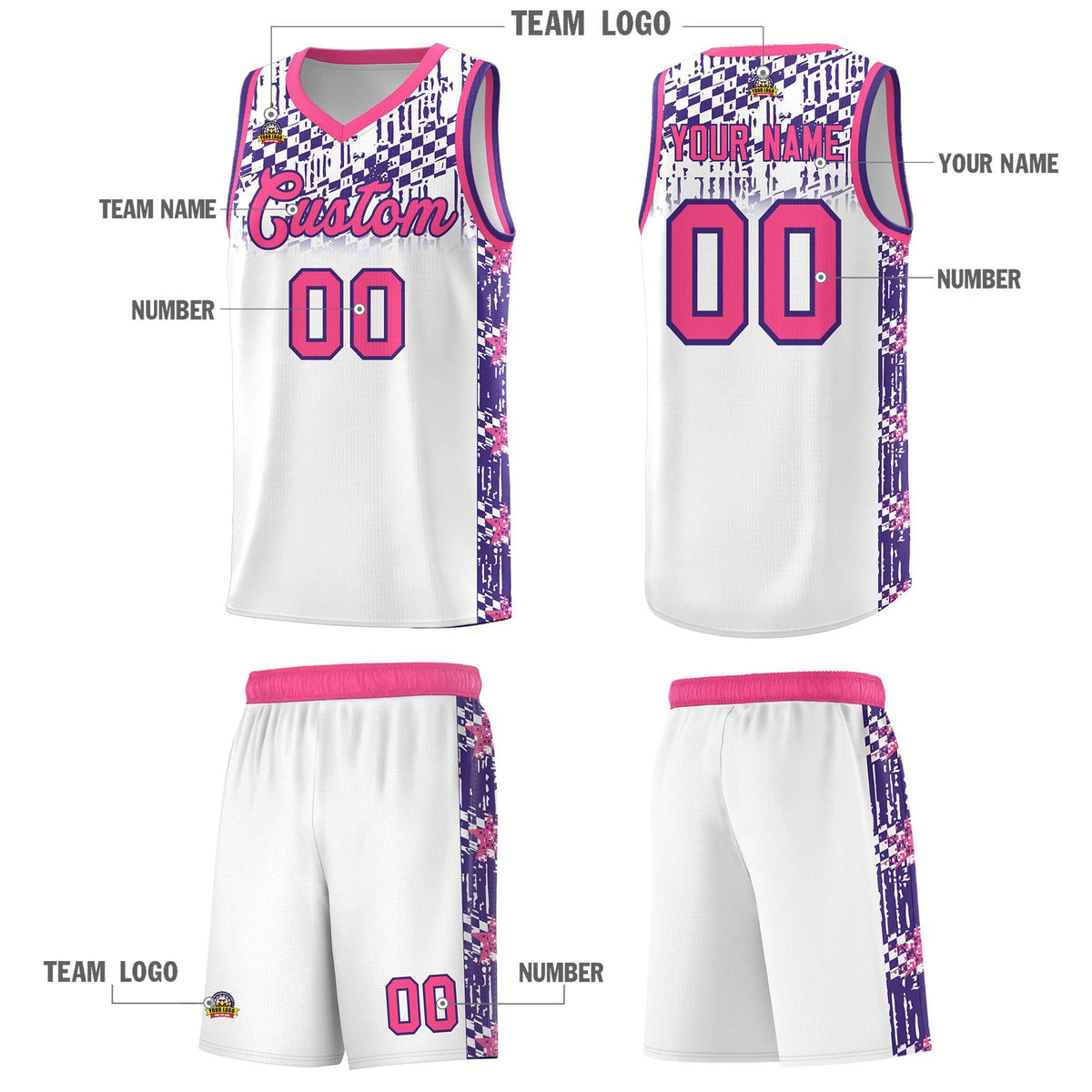 Custom White Mosaic Stars Pattern Sports Uniform Basketball Jersey|KXKSHOP
