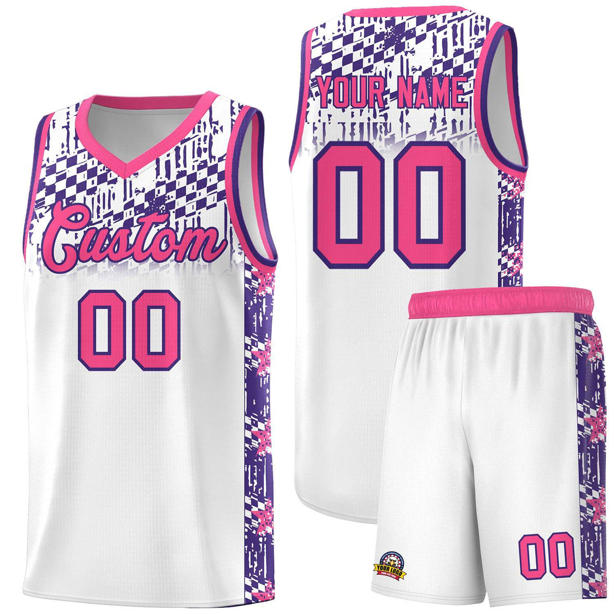 Custom White Mosaic Stars Pattern Sports Uniform Basketball Jersey|KXKSHOP