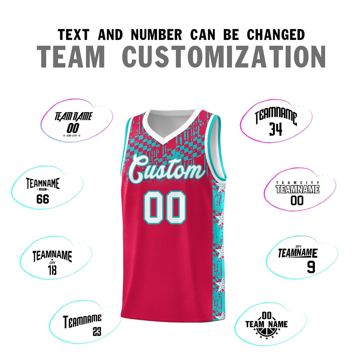 Custom Red Mosaic Stars Pattern Sports Uniform Basketball Jersey|KXKSHOP