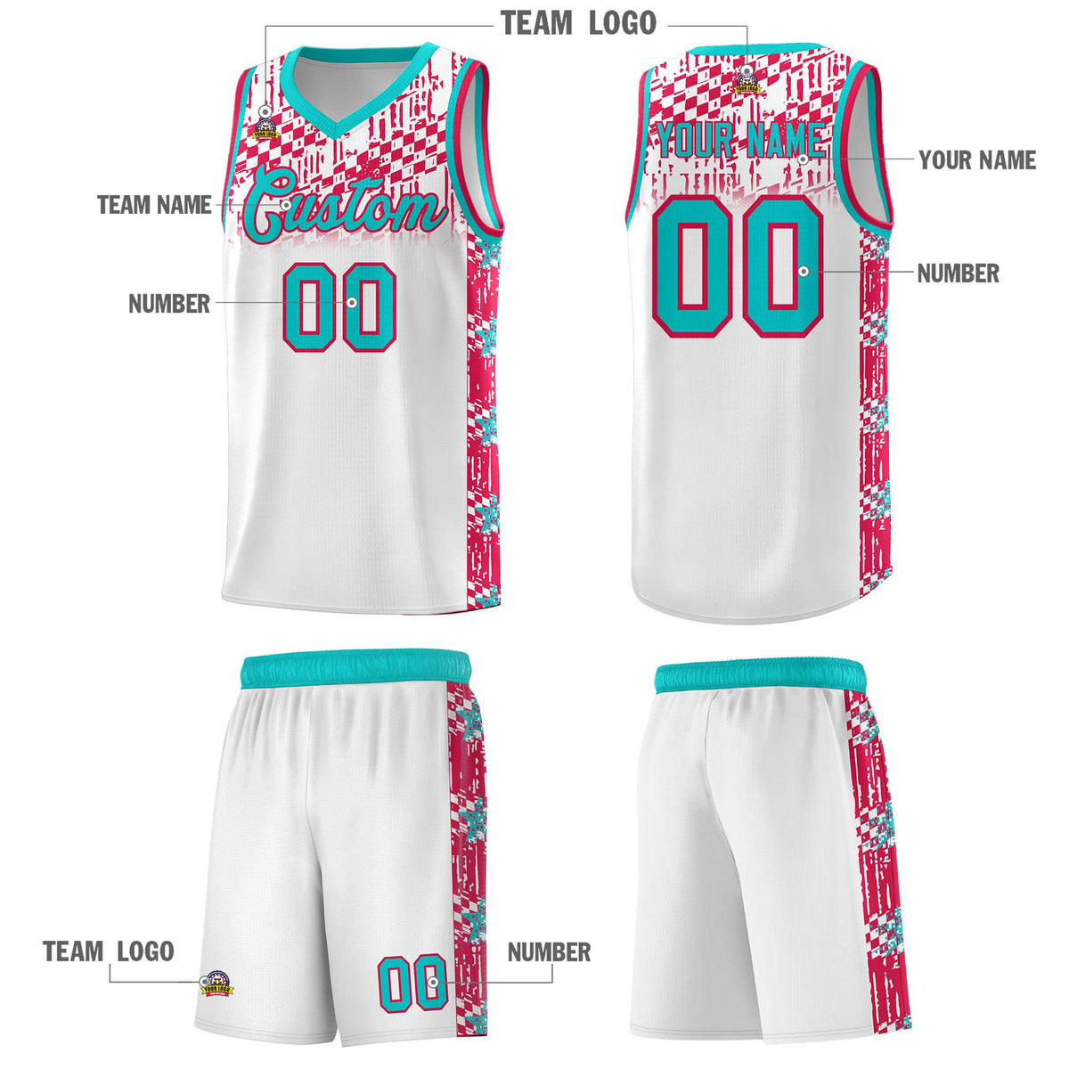 Custom White Mosaic Stars Pattern Sports Uniform Basketball Jersey|KXKSHOP