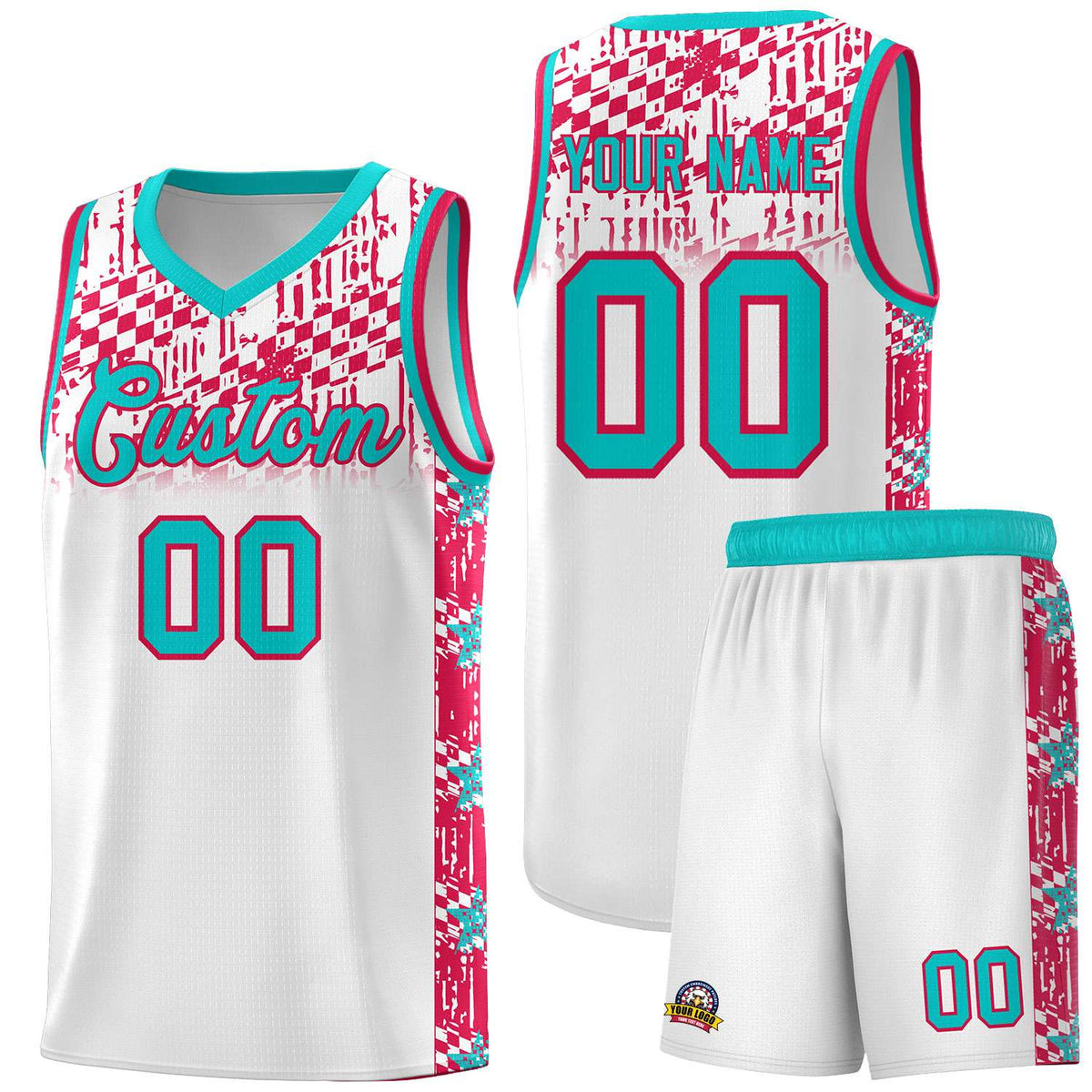 Custom White Mosaic Stars Pattern Sports Uniform Basketball Jersey|KXKSHOP