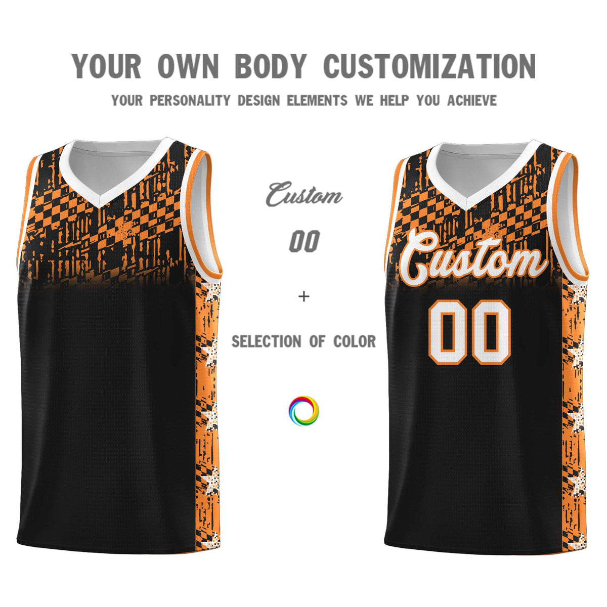 Custom Black Mosaic Stars Pattern Sports Uniform Basketball Jersey|KXKSHOP