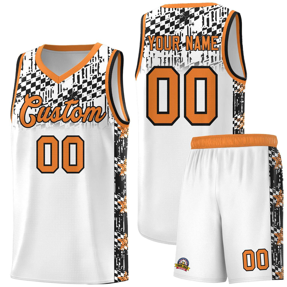 Custom White Mosaic Stars Pattern Sports Uniform Basketball Jersey|KXKSHOP