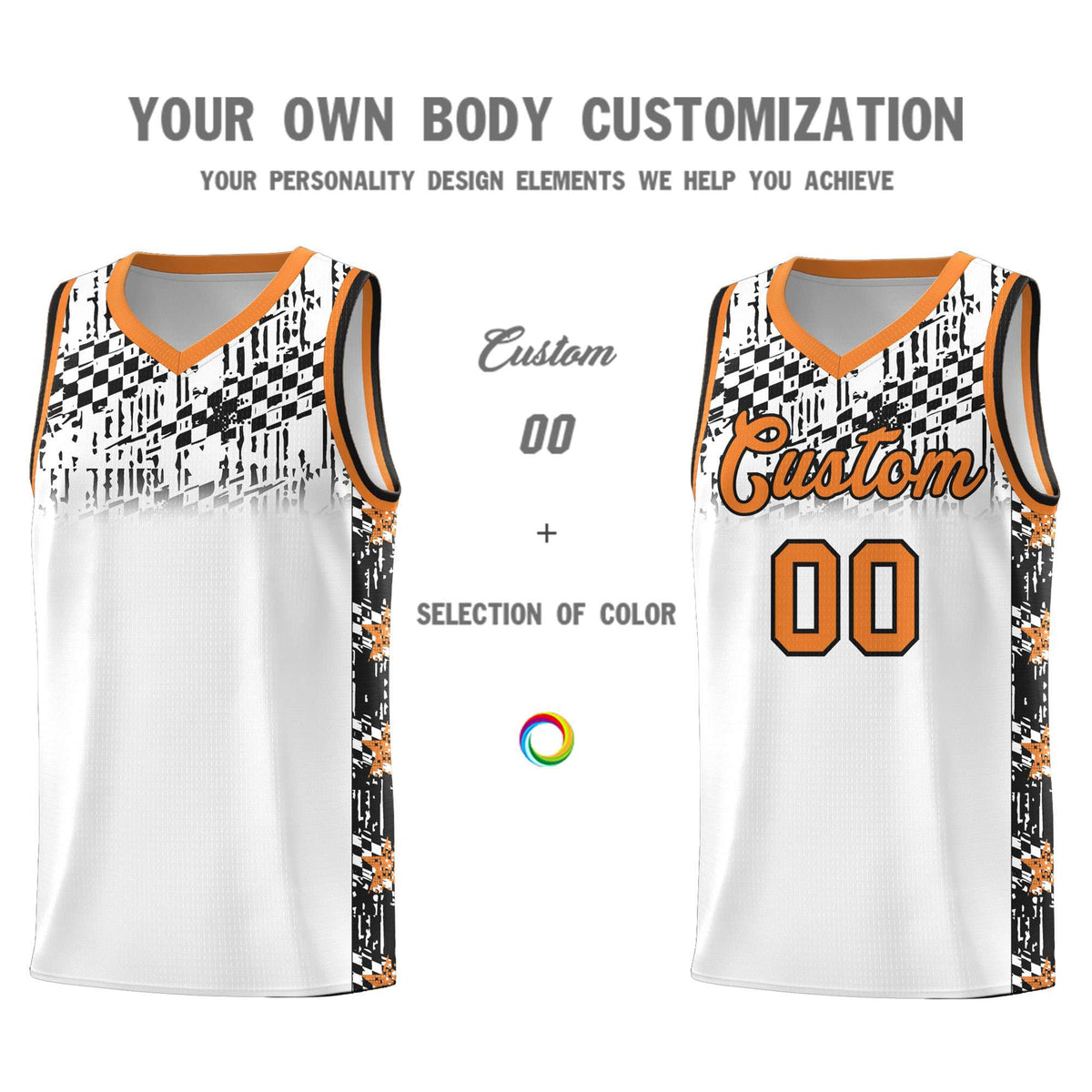 Custom White Mosaic Stars Pattern Sports Uniform Basketball Jersey|KXKSHOP
