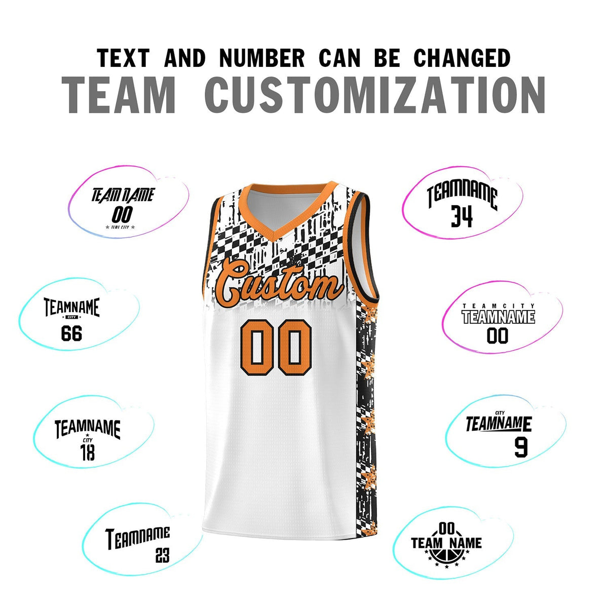 Custom White Mosaic Stars Pattern Sports Uniform Basketball Jersey|KXKSHOP