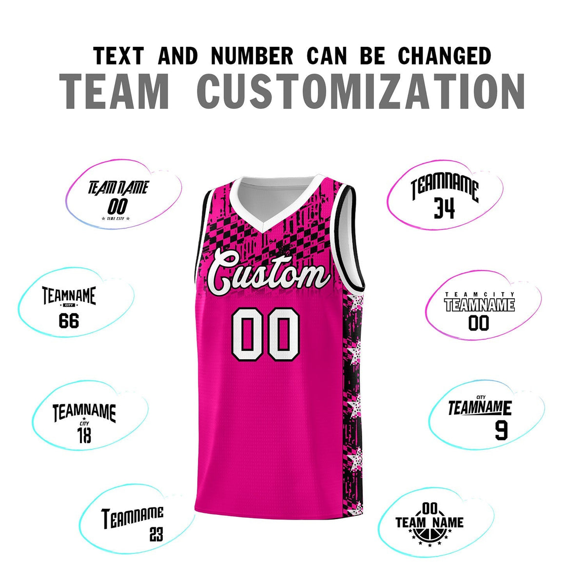 Custom Pink Mosaic Stars Pattern Sports Uniform Basketball Jersey|KXKSHOP