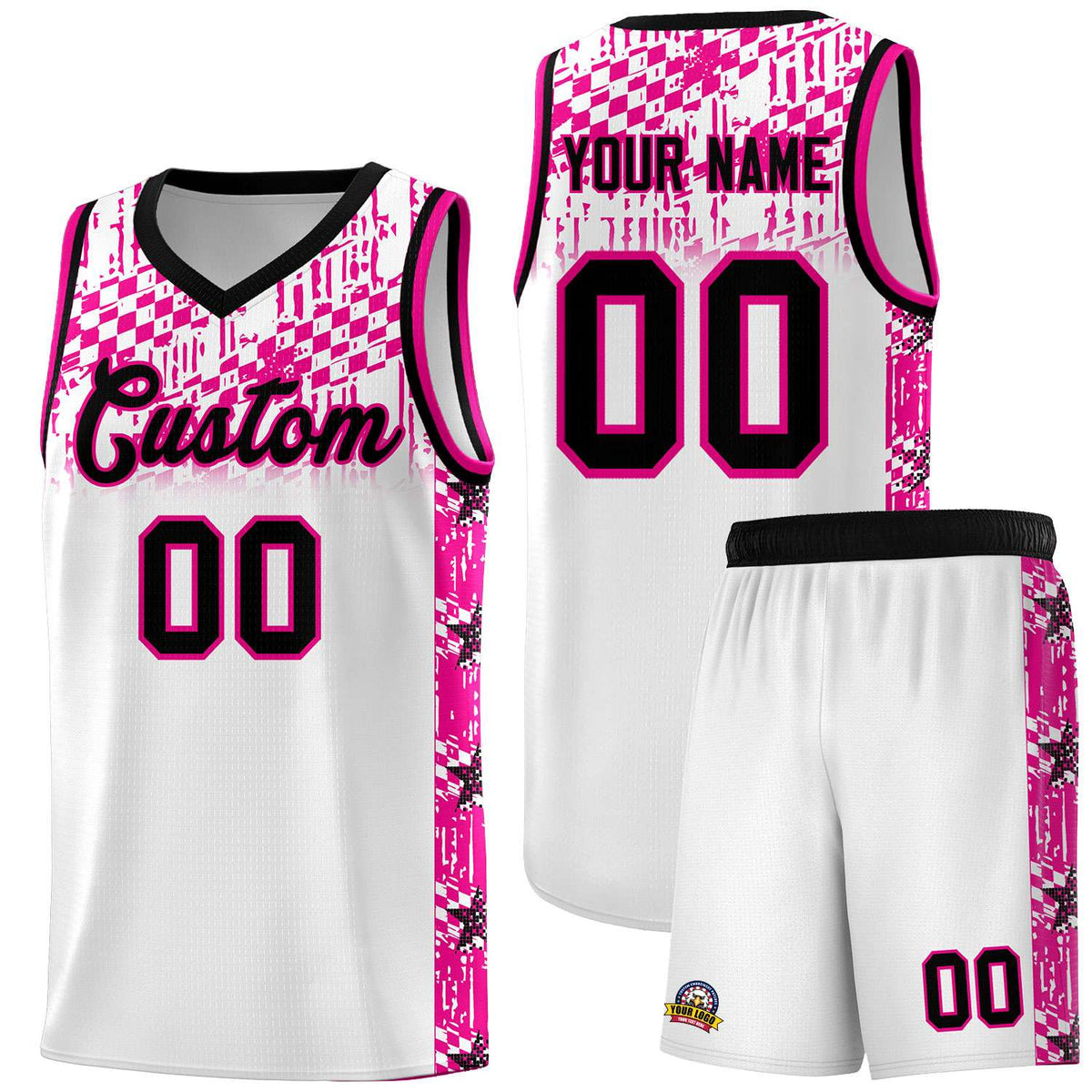 Custom White Mosaic Stars Pattern Sports Uniform Basketball Jersey|KXKSHOP