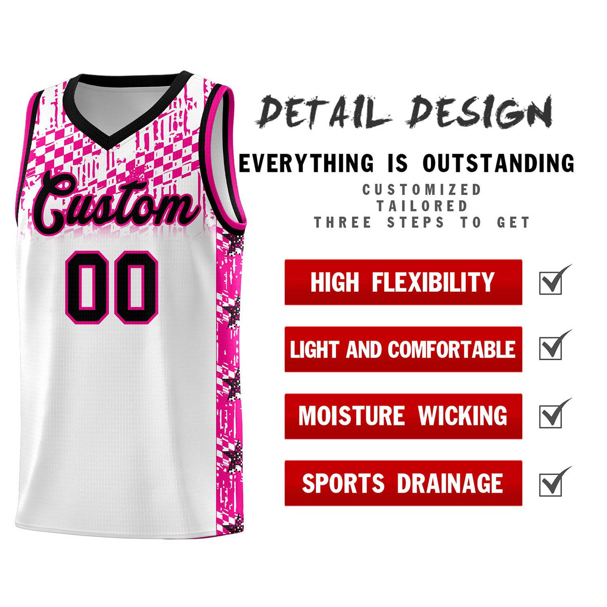 Custom White Mosaic Stars Pattern Sports Uniform Basketball Jersey|KXKSHOP