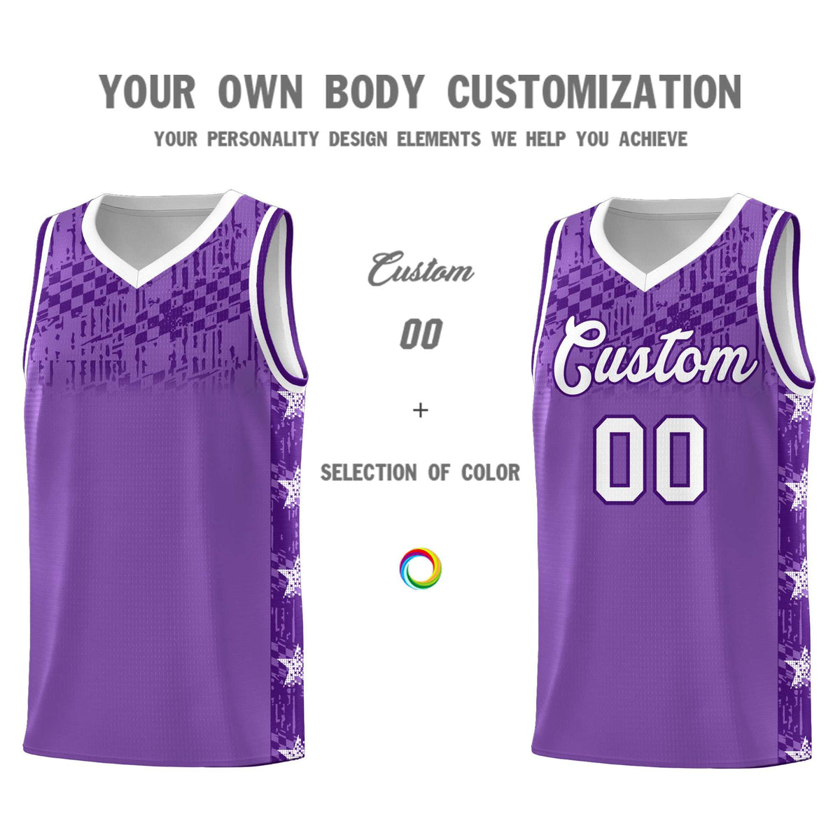 Custom Light Purple Mosaic Stars Pattern Sports Uniform Basketball Jersey|KXKSHOP