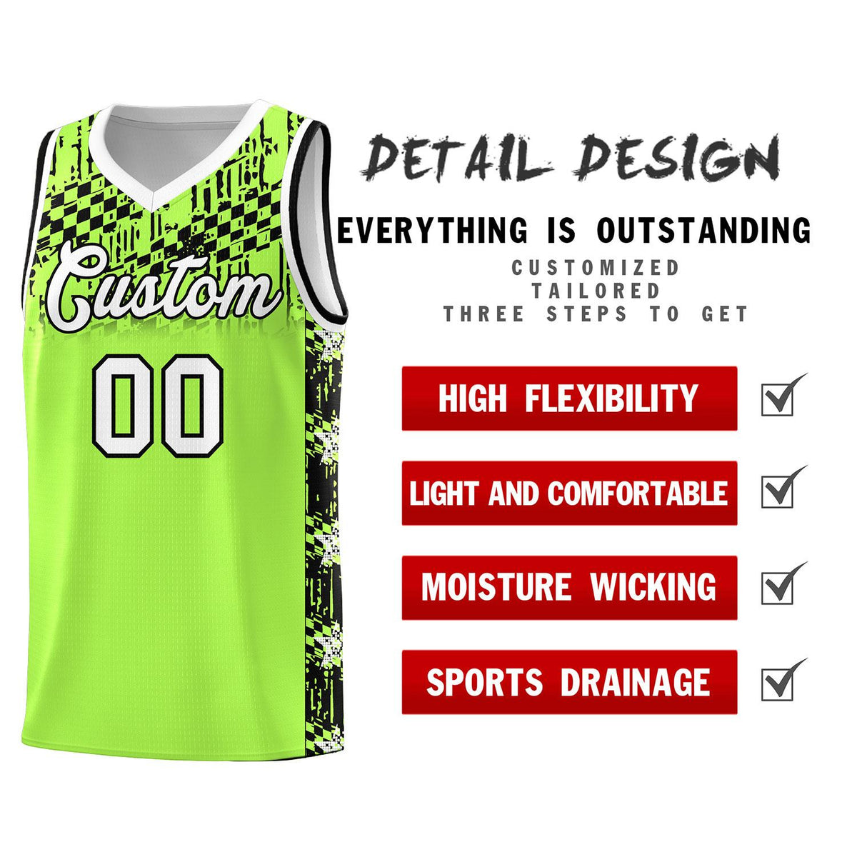 Custom Fluorescent Green Mosaic Stars Pattern Sports Uniform Basketball Jersey|KXKSHOP