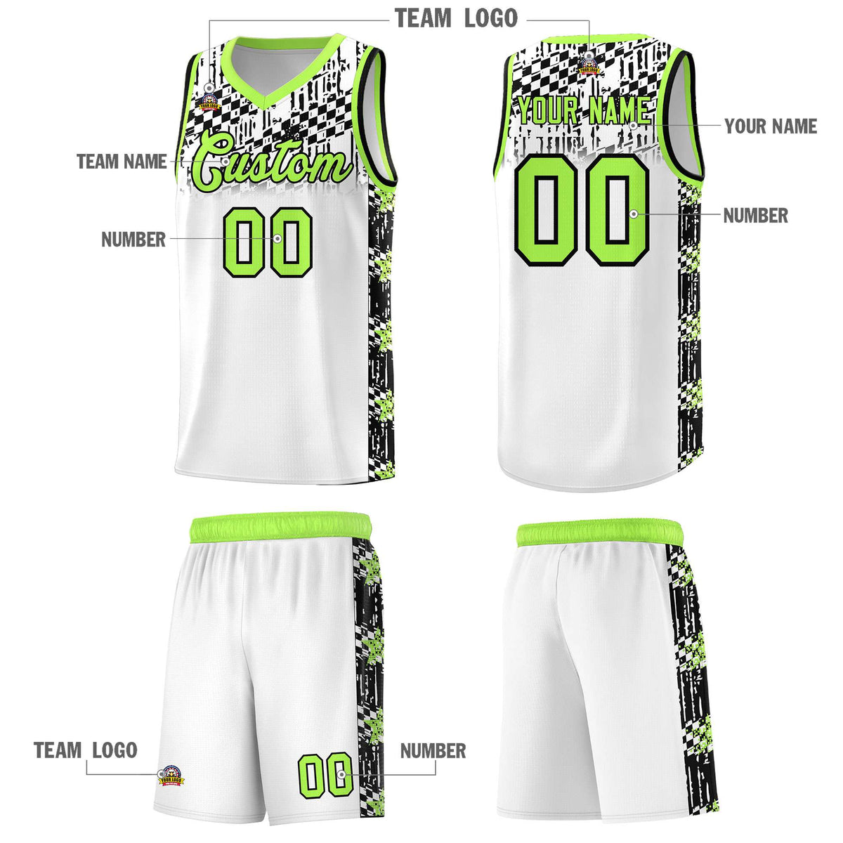 Custom White Mosaic Stars Pattern Sports Uniform Basketball Jersey|KXKSHOP