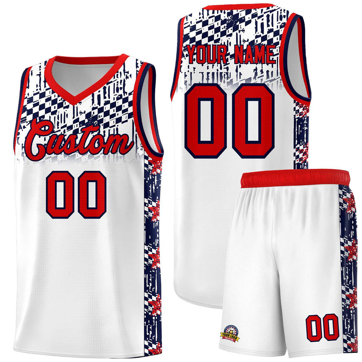 Custom White Mosaic Stars Pattern Sports Uniform Basketball Jersey|KXKSHOP