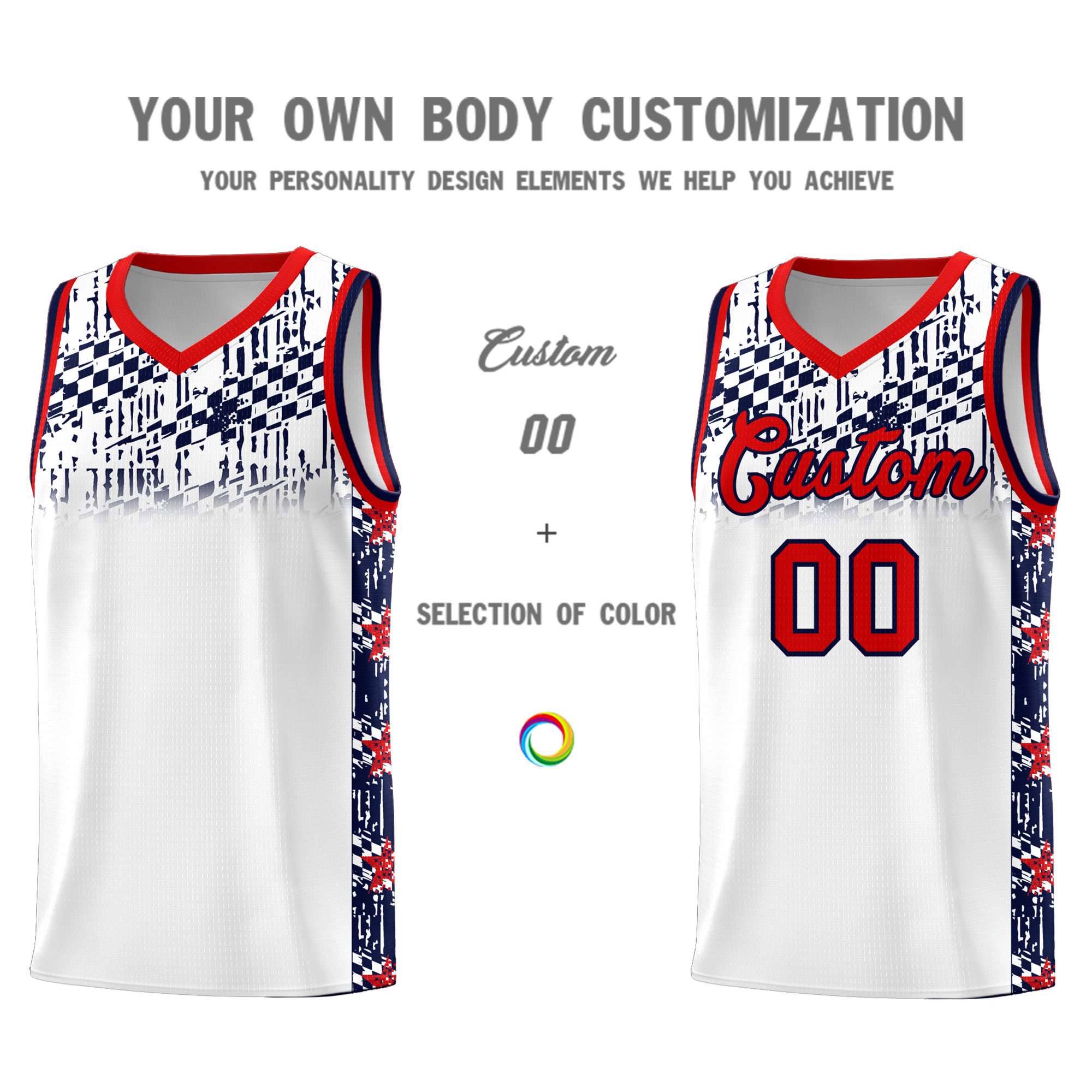 Custom White Mosaic Stars Pattern Sports Uniform Basketball Jersey|KXKSHOP