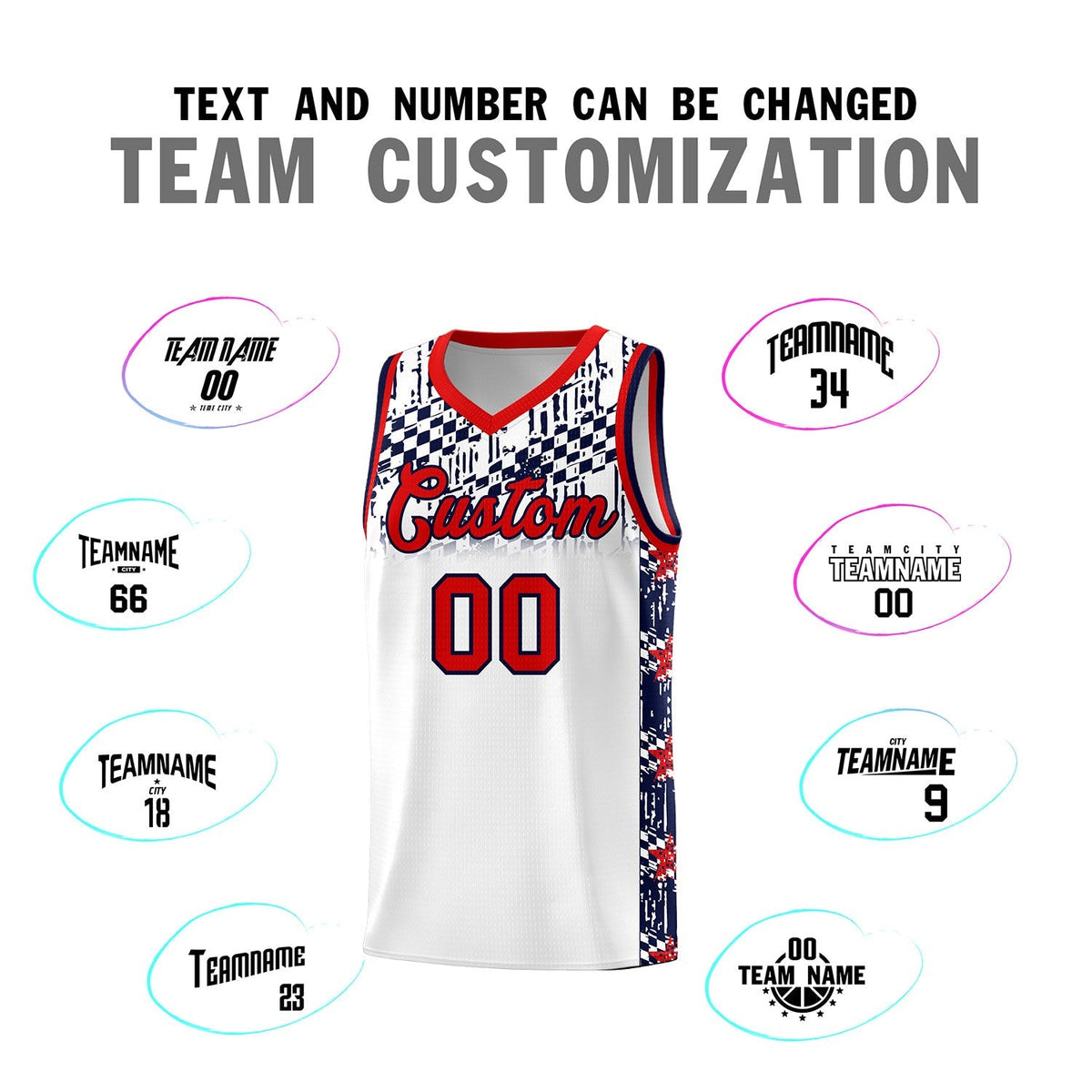 Custom White Mosaic Stars Pattern Sports Uniform Basketball Jersey|KXKSHOP