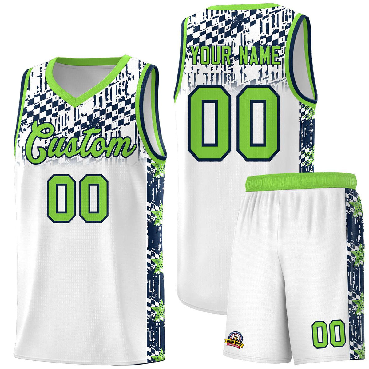 Custom White Mosaic Stars Pattern Sports Uniform Basketball Jersey|KXKSHOP