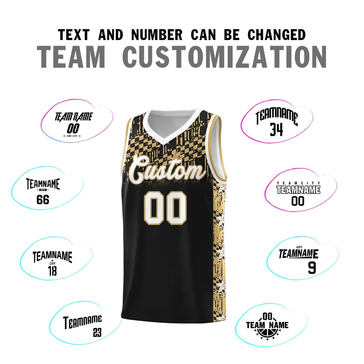 Custom Black Mosaic Stars Pattern Sports Uniform Basketball Jersey|KXKSHOP