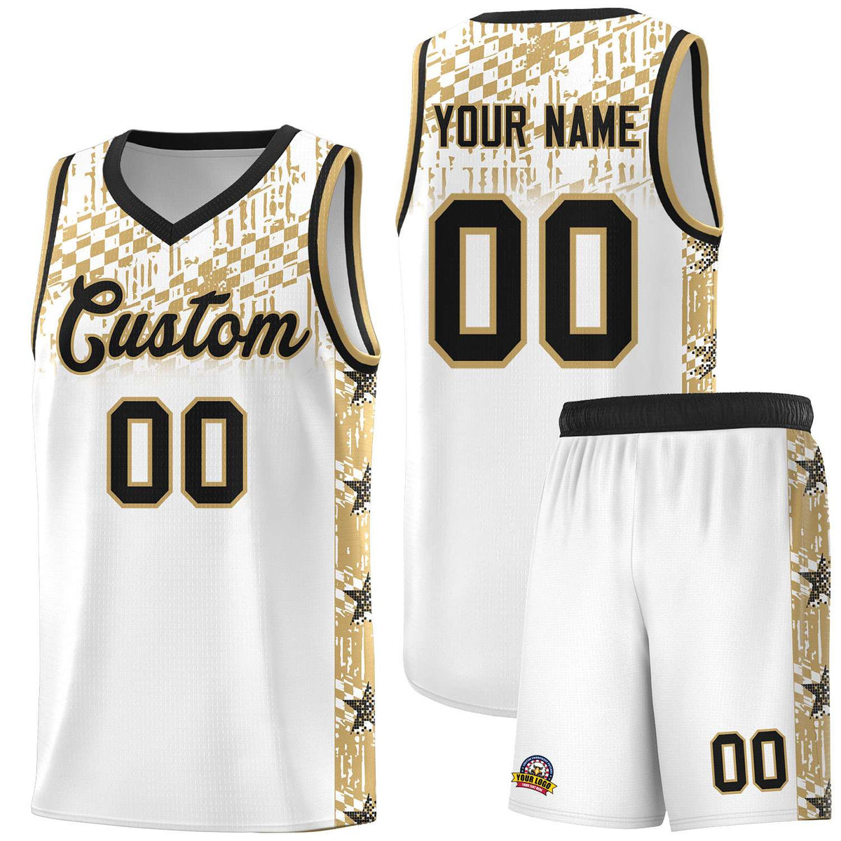 Custom White Mosaic Stars Pattern Sports Uniform Basketball Jersey|KXKSHOP