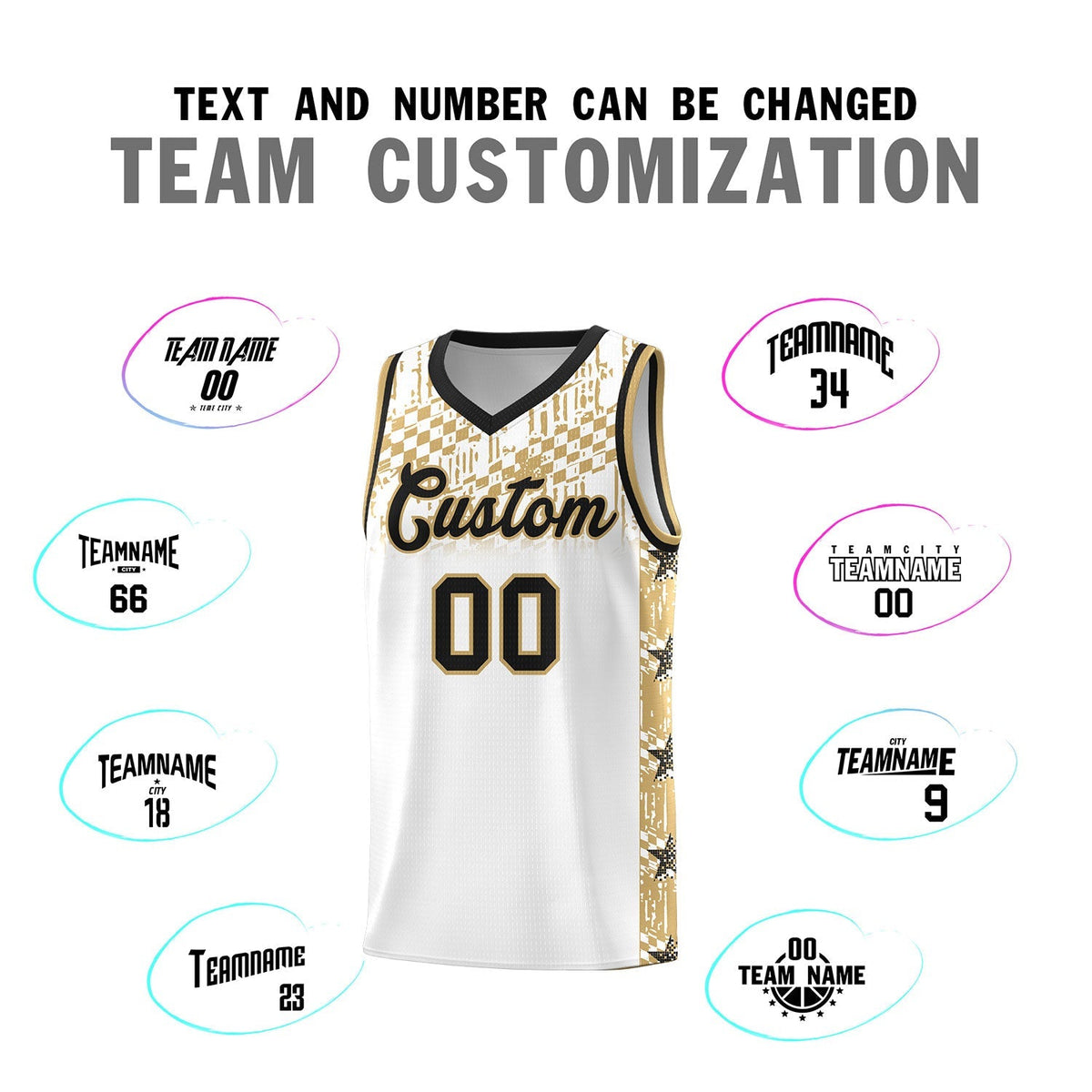 Custom White Mosaic Stars Pattern Sports Uniform Basketball Jersey|KXKSHOP