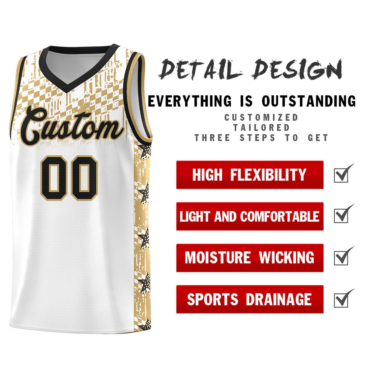 Custom White Mosaic Stars Pattern Sports Uniform Basketball Jersey|KXKSHOP