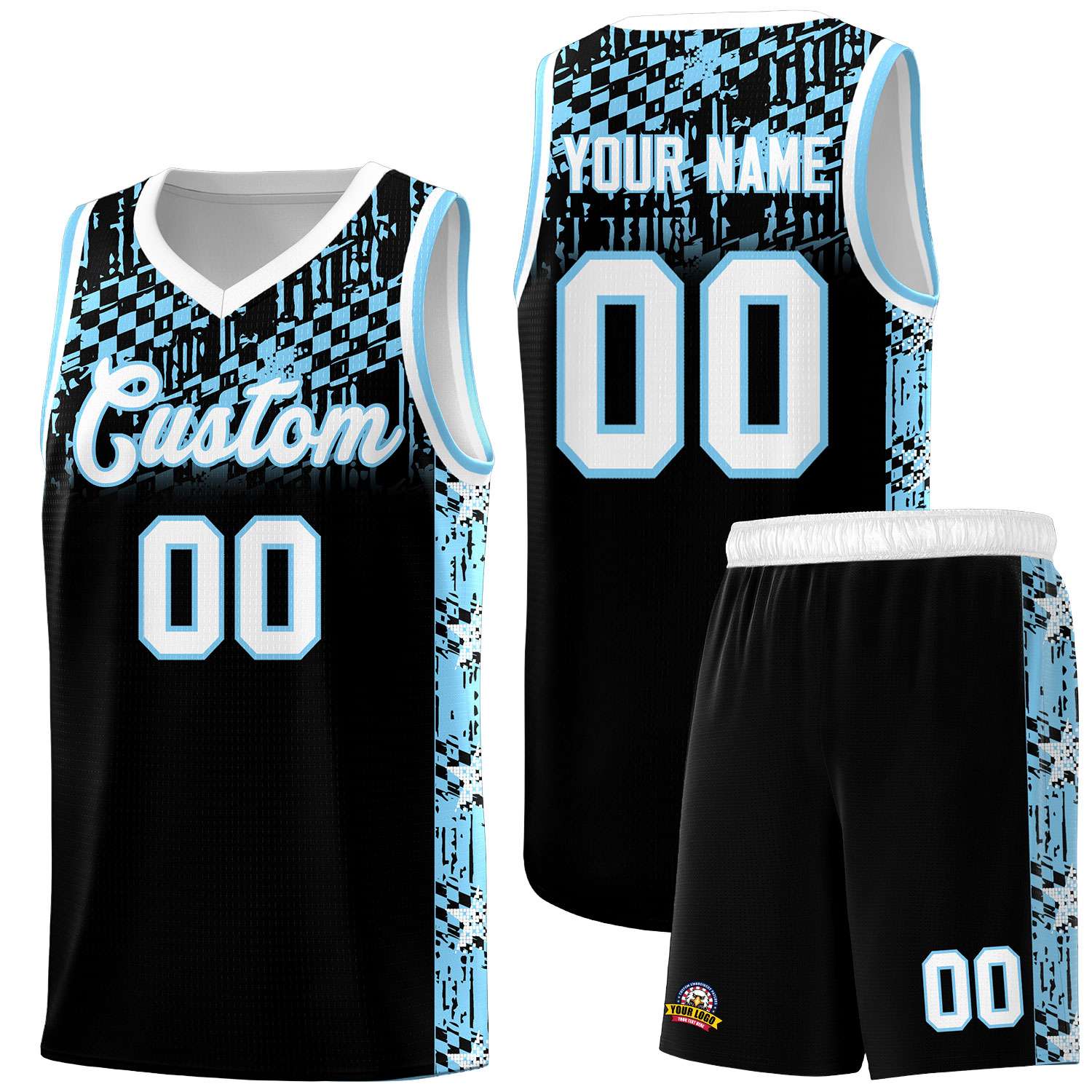 Custom Black Mosaic Stars Pattern Sports Uniform Basketball Jersey|KXKSHOP