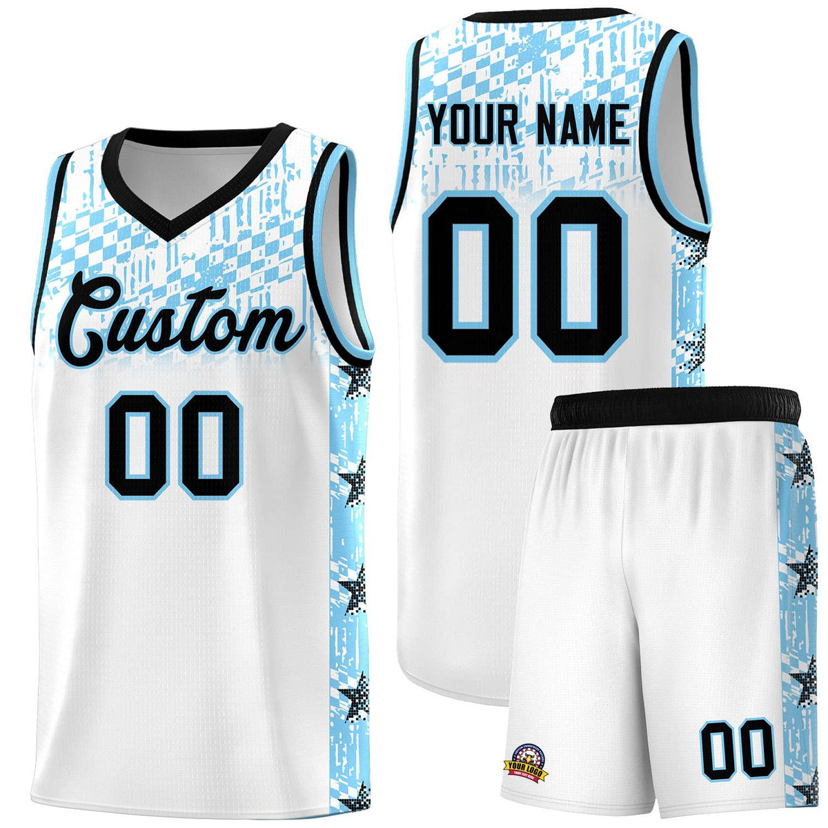 Custom White Mosaic Stars Pattern Sports Uniform Basketball Jersey|KXKSHOP