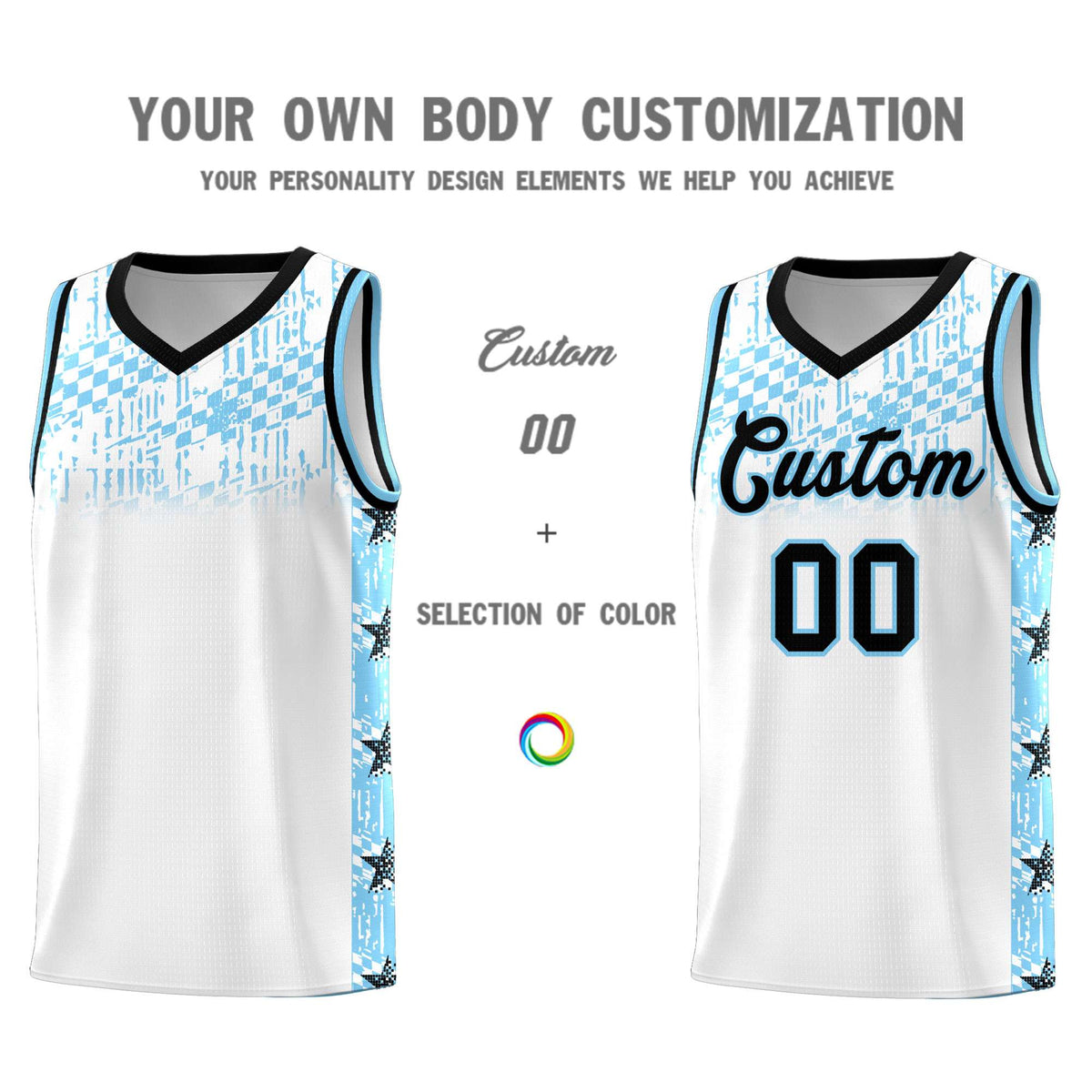 Custom White Mosaic Stars Pattern Sports Uniform Basketball Jersey|KXKSHOP