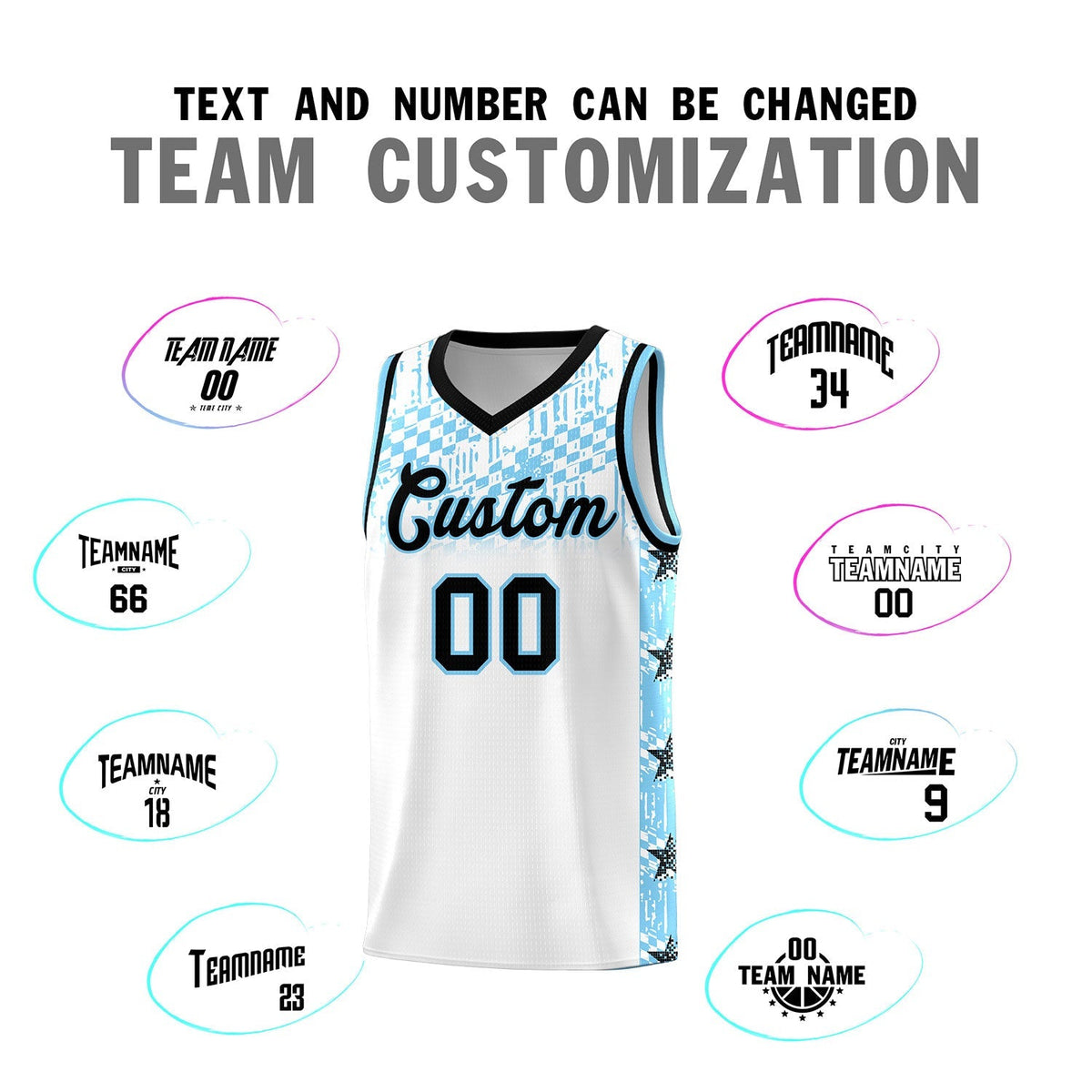 Custom White Mosaic Stars Pattern Sports Uniform Basketball Jersey|KXKSHOP