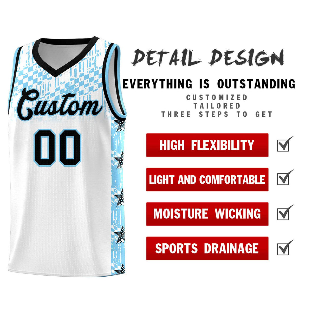 Custom White Mosaic Stars Pattern Sports Uniform Basketball Jersey|KXKSHOP