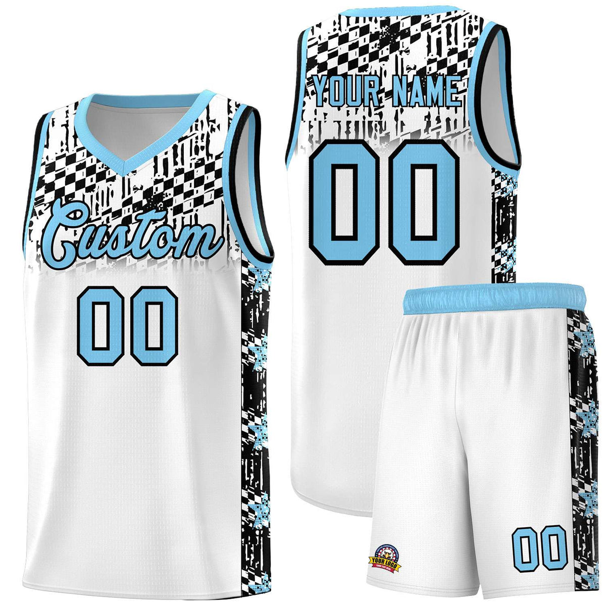 Custom White Mosaic Stars Pattern Sports Uniform Basketball Jersey|KXKSHOP