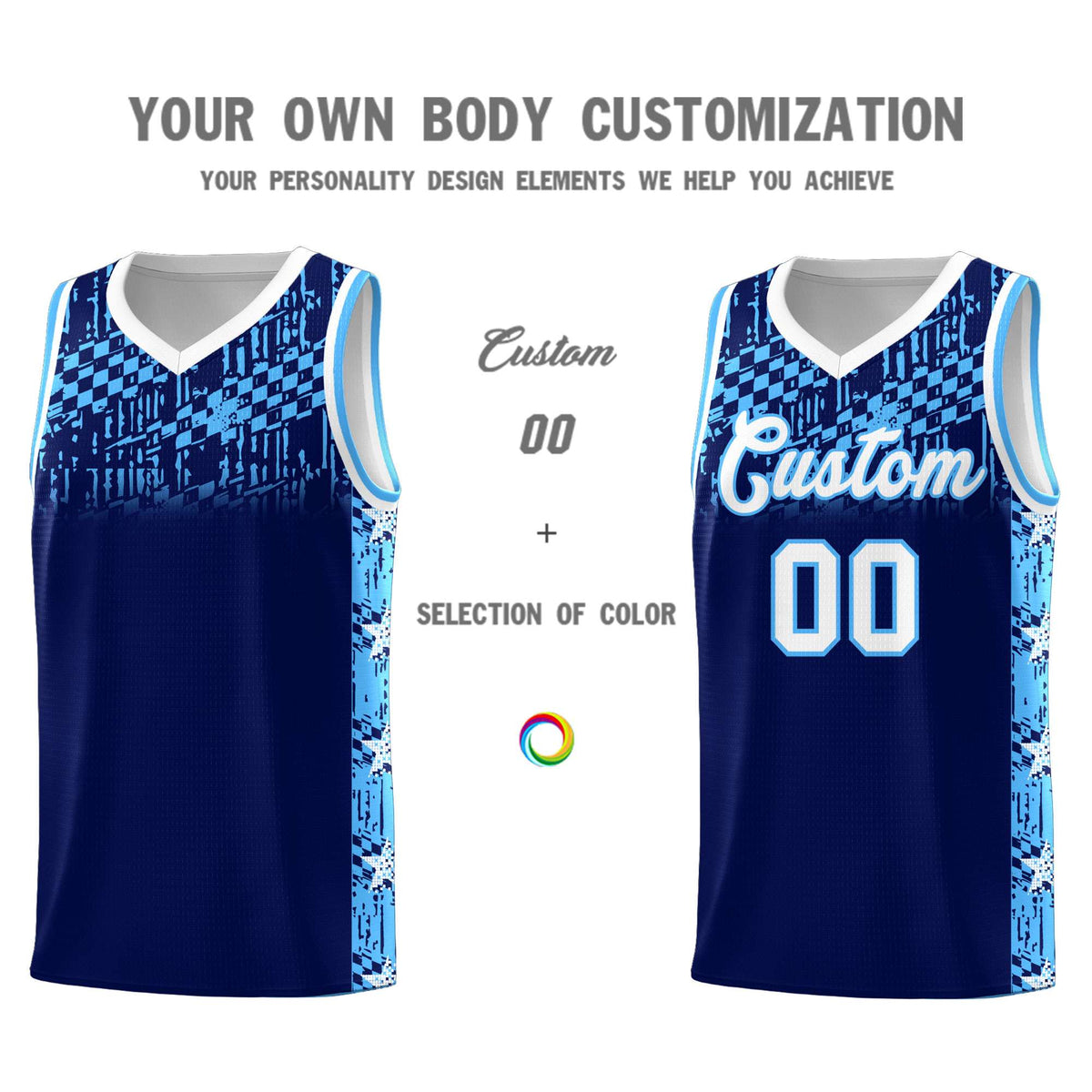Custom Navy Mosaic Stars Pattern Sports Uniform Basketball Jersey|KXKSHOP