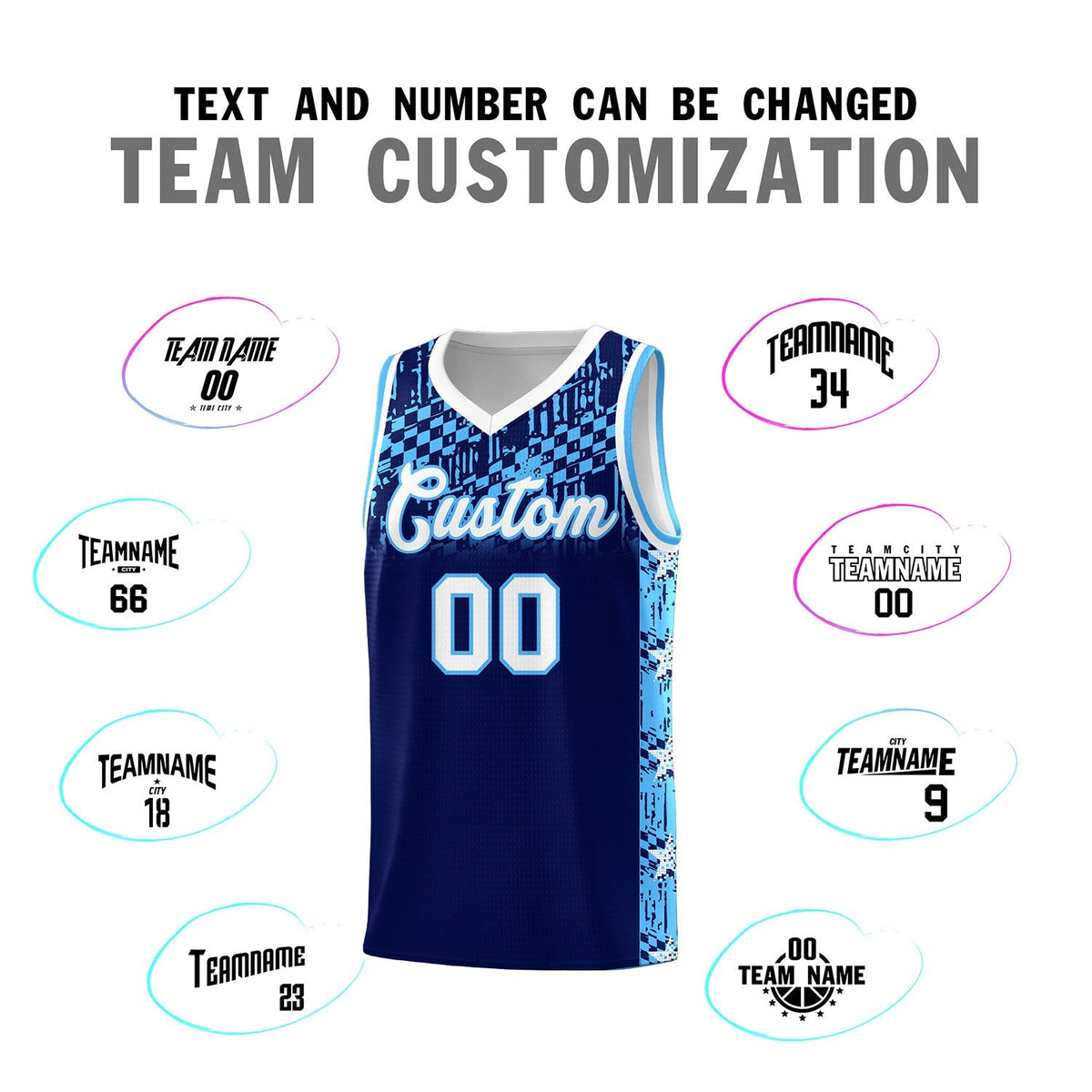 Custom Navy Mosaic Stars Pattern Sports Uniform Basketball Jersey|KXKSHOP