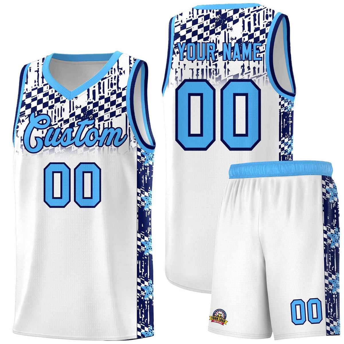 Custom White Mosaic Stars Pattern Sports Uniform Basketball Jersey|KXKSHOP