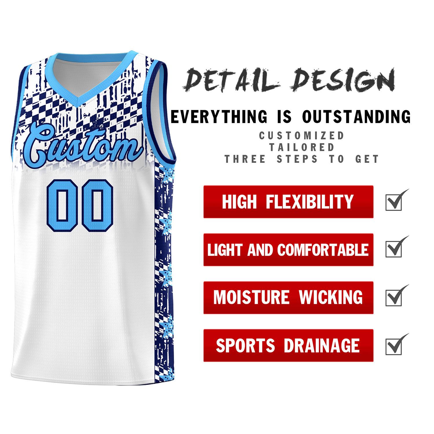 Custom White Mosaic Stars Pattern Sports Uniform Basketball Jersey|KXKSHOP