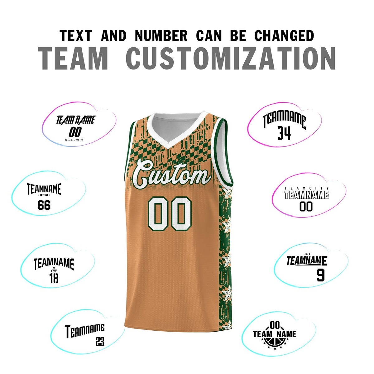Custom Buckskin Brown Mosaic Stars Pattern Sports Uniform Basketball Jersey|KXKSHOP