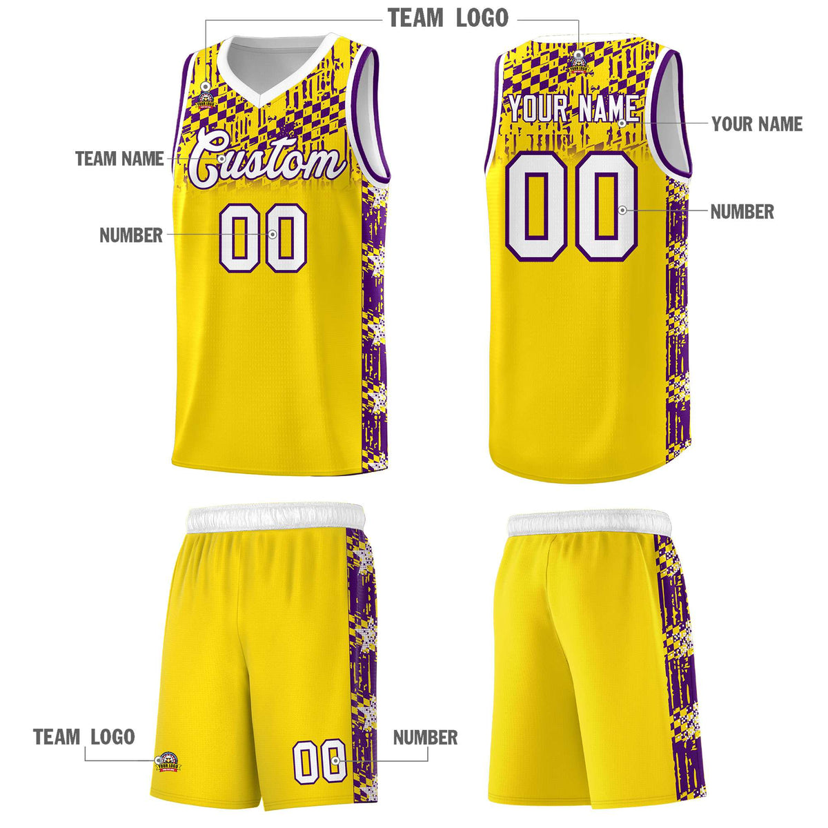 Custom Gold Mosaic Stars Pattern Sports Uniform Basketball Jersey|KXKSHOP