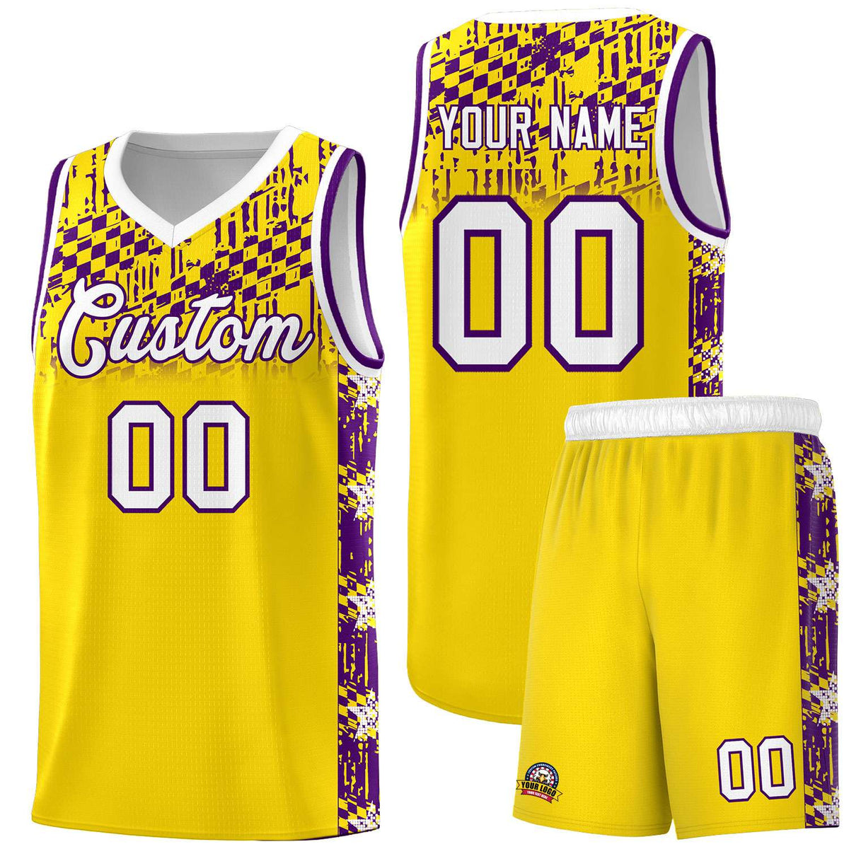 Custom Gold Mosaic Stars Pattern Sports Uniform Basketball Jersey|KXKSHOP
