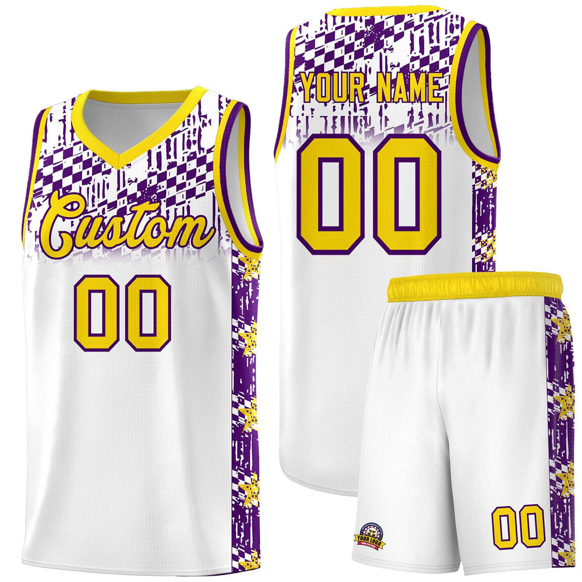 Custom White Mosaic Stars Pattern Sports Uniform Basketball Jersey|KXKSHOP