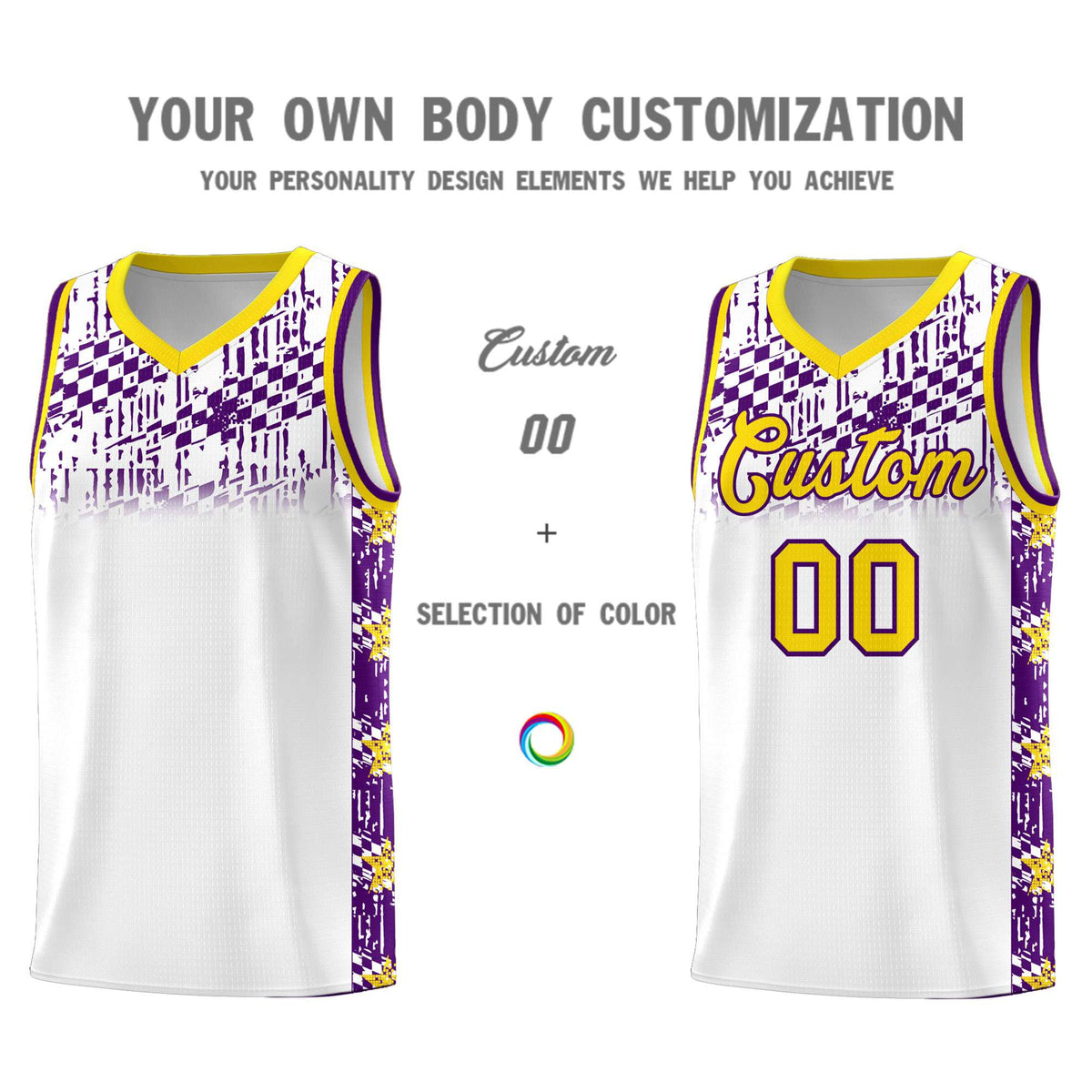Custom White Mosaic Stars Pattern Sports Uniform Basketball Jersey|KXKSHOP