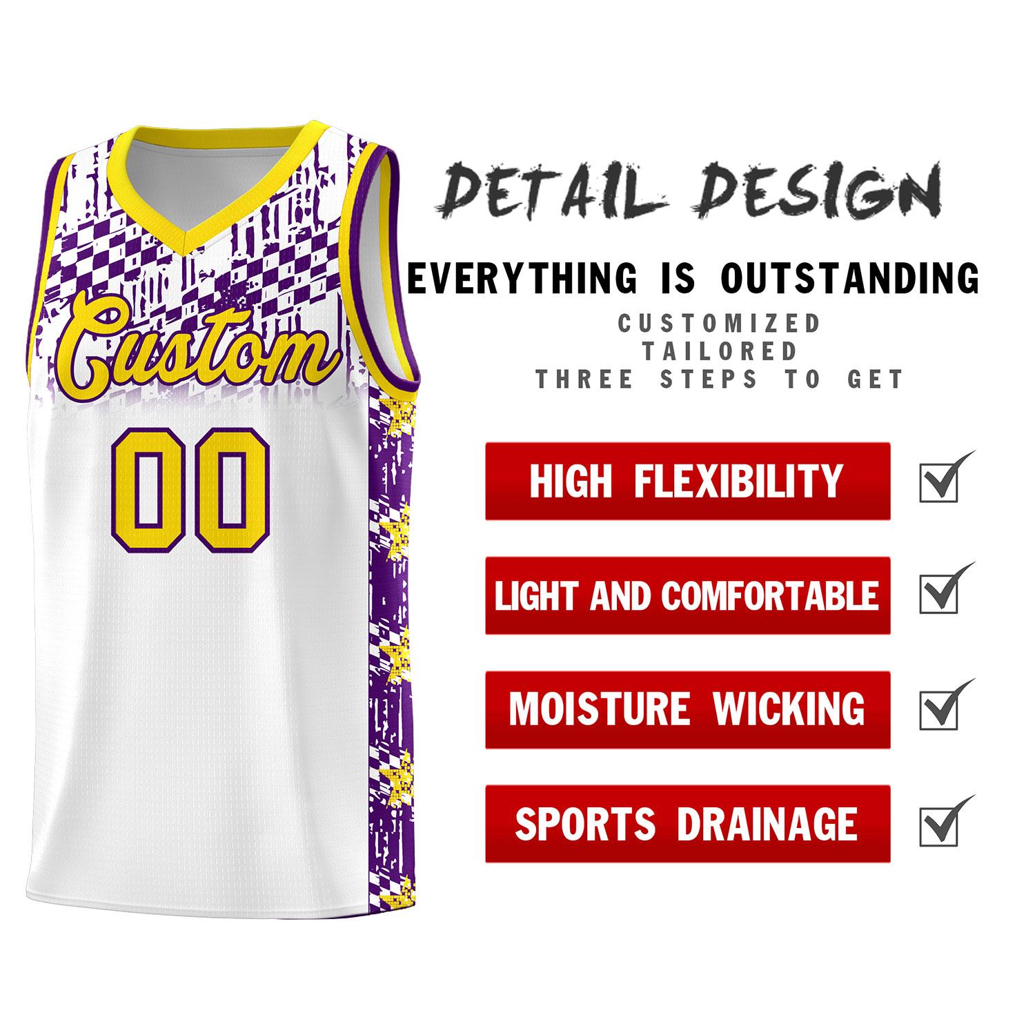 Custom White Mosaic Stars Pattern Sports Uniform Basketball Jersey|KXKSHOP