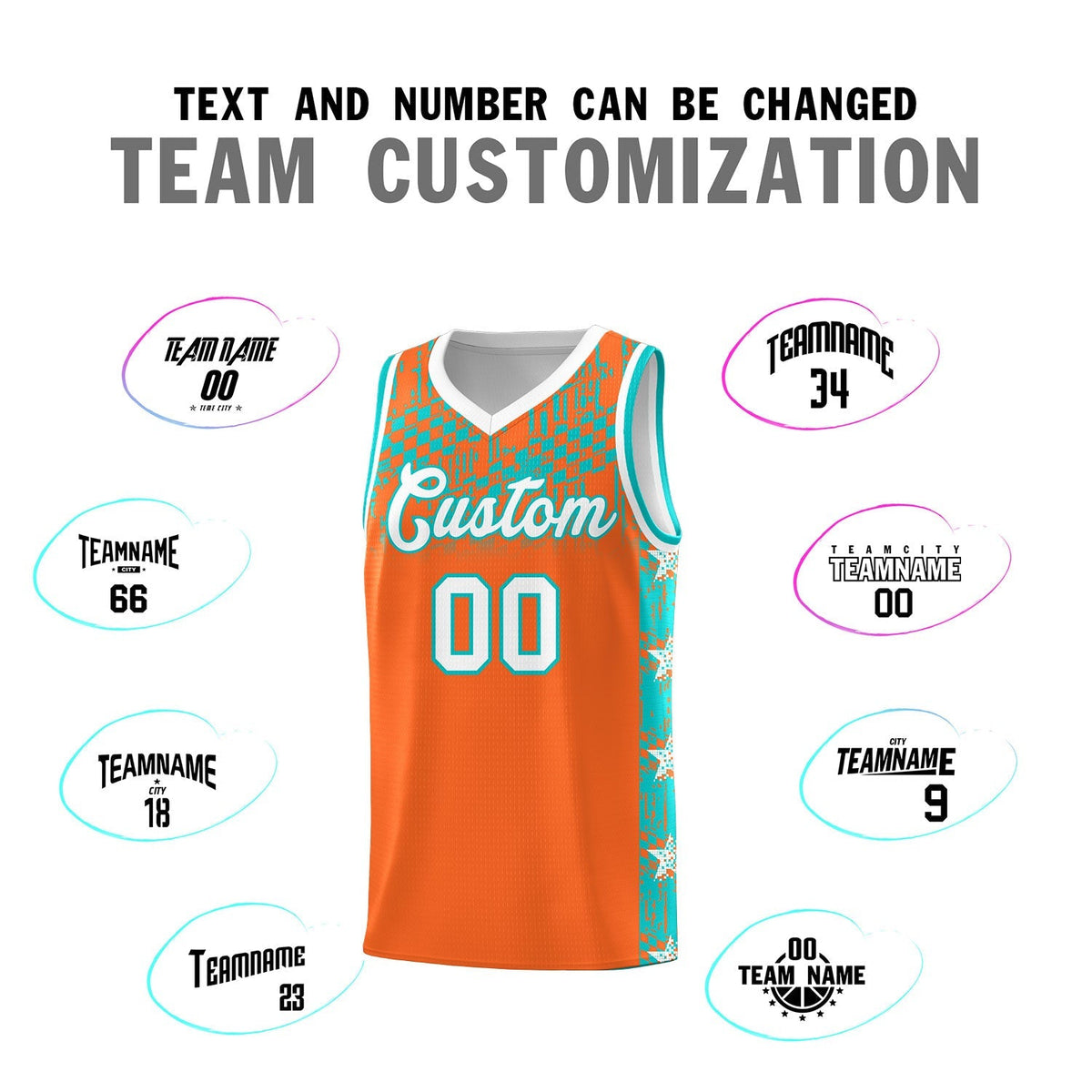 Custom Orange Mosaic Stars Pattern Sports Uniform Basketball Jersey|KXKSHOP