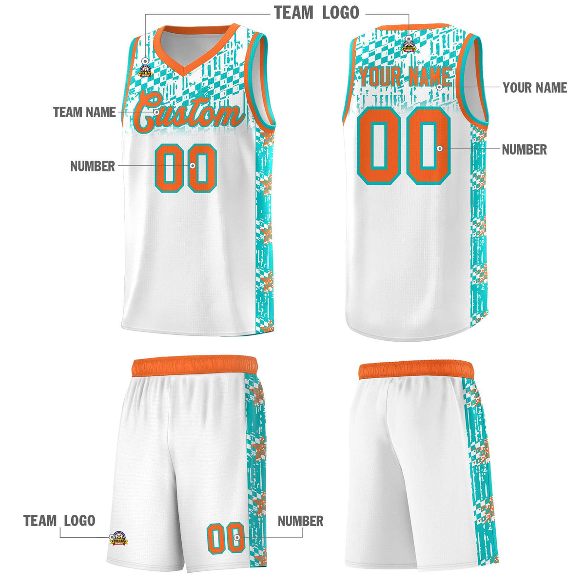 Custom White Mosaic Stars Pattern Sports Uniform Basketball Jersey|KXKSHOP