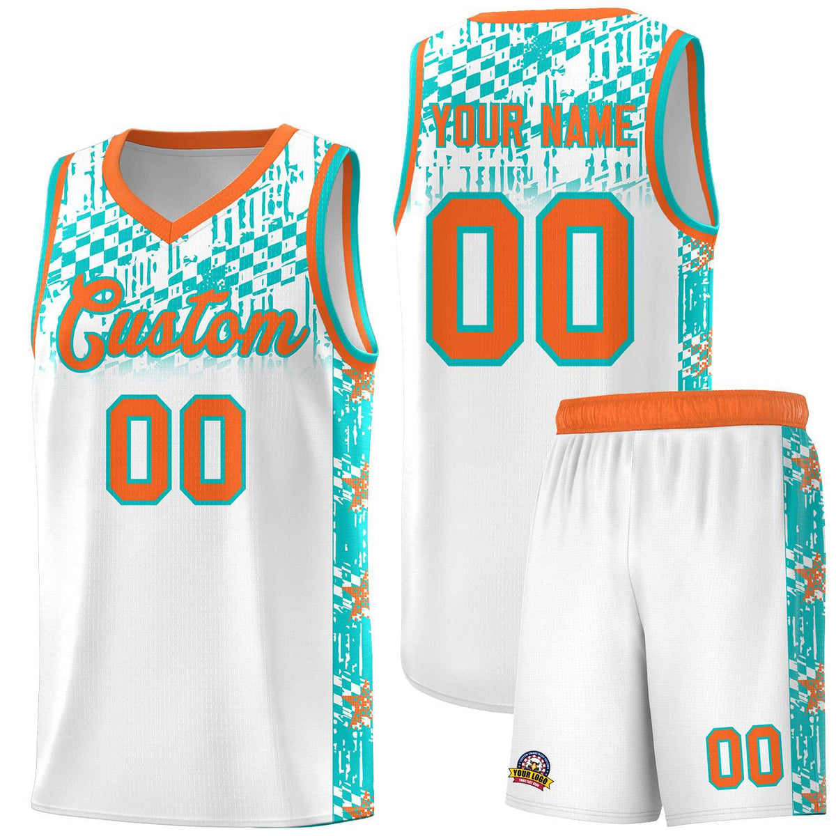 Custom White Mosaic Stars Pattern Sports Uniform Basketball Jersey|KXKSHOP