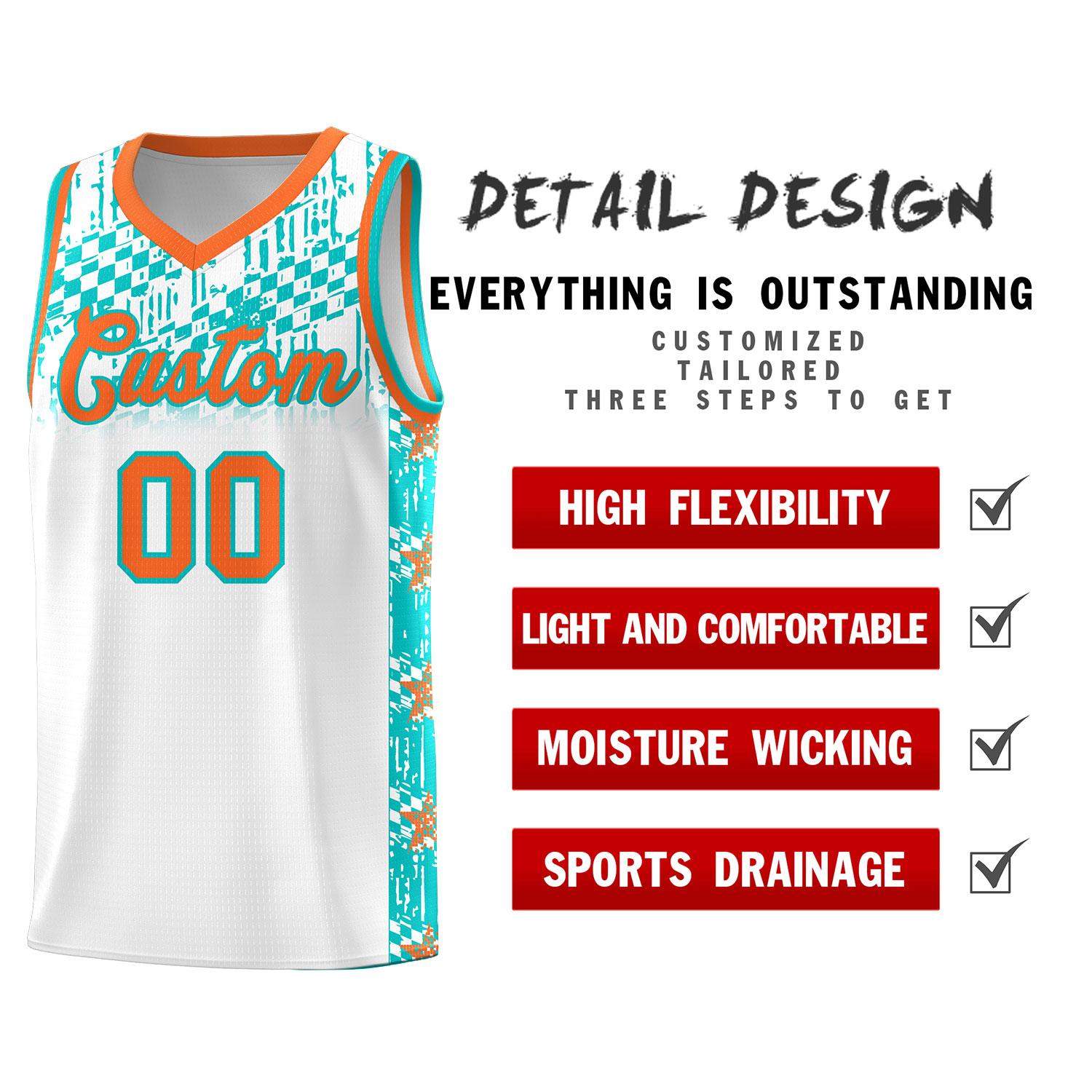 Custom White Mosaic Stars Pattern Sports Uniform Basketball Jersey|KXKSHOP